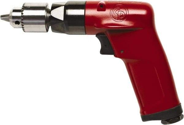 Chicago Pneumatic - 1/4" Keyed Chuck - Pistol Grip Handle, 2,400 RPM, 2.25 LPS, 4.75 CFM, 0.5 hp, 90 psi - Top Tool & Supply