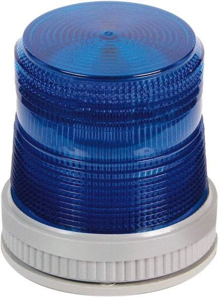 Edwards Signaling - 120 VAC, 4X NEMA Rated, LED, Blue, Flashing, Steady Light - 65 Flashes per min, 3/4 Inch Pipe, 3-3/4 Inch Diameter, 4-3/4 Inch High, Panel Mount, Pipe Mount, Wall Mount - Top Tool & Supply