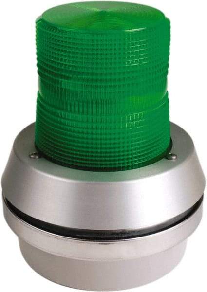 Edwards Signaling - 24 VDC, LED, Green, Flashing Light - 65 Flashes per min, 1/2 Inch Pipe, 6 Inch Diameter, 7-3/8 Inch High, Box Mount, Pane, Pipe, Surface and Wall Mount - Top Tool & Supply