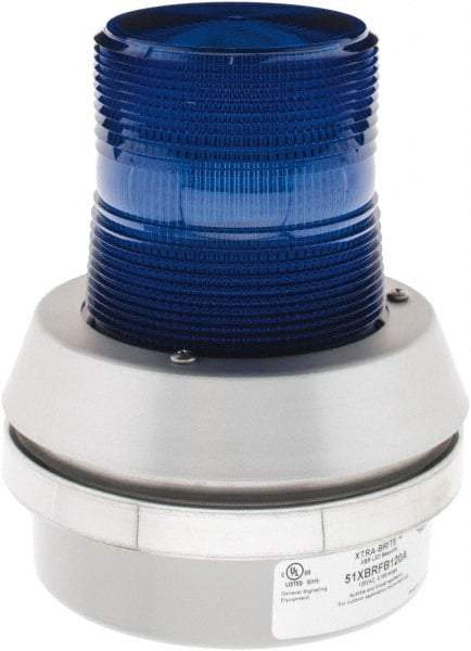 Edwards Signaling - 120 VAC, LED, Blue, Flashing Light - 65 Flashes per min, 1/2 Inch Pipe, 6 Inch Diameter, 7-3/8 Inch High, Box Mount, Pane, Pipe, Surface and Wall Mount - Top Tool & Supply