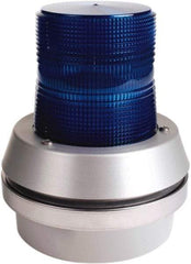 Edwards Signaling - 24 VDC, LED, Blue, Flashing Light - 65 Flashes per min, 1/2 Inch Pipe, 6 Inch Diameter, 7-3/8 Inch High, Box Mount, Pane, Pipe, Surface and Wall Mount - Top Tool & Supply