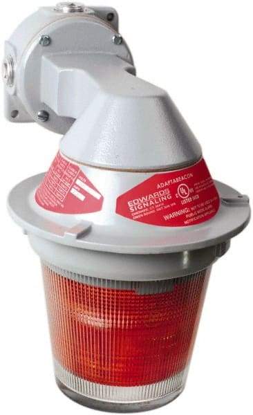 Edwards Signaling - 120 VAC, 4, 3R NEMA Rated, LED, Red, Flashing, Steady Light - 65 Flashes per min, 3/4 Inch Pipe, 7 Inch Diameter, 11-3/8 Inch High, Bracket Mount - Top Tool & Supply