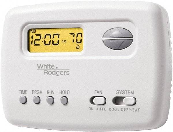 White-Rodgers - 45 to 90°F, 1 Heat, 1 Cool, Digital Programmable Thermostat - 20 to 30 Volts, Horizontal Mount, Manual Switch - Top Tool & Supply