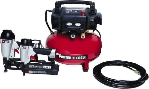 Porter-Cable - 0.80 HP, 2.6 SCFM at 90 psi Pancake Finish/Nailer Combo - 6 Gallon Tank, 10 Amp, 150 Max psi, 120V - Top Tool & Supply