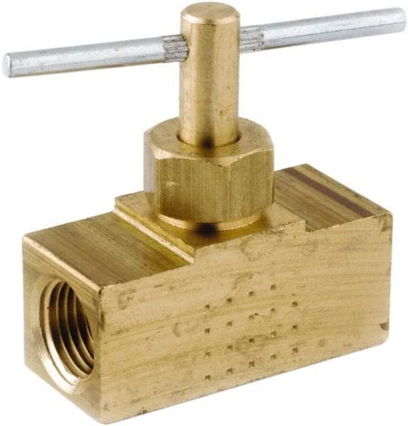 ANDERSON METALS - 1/8" Pipe, Inline Metal Seat Needle Valve - Brass Seal, Female x Female Ends, Lead Free Brass Valve, 150 Max psi - Top Tool & Supply