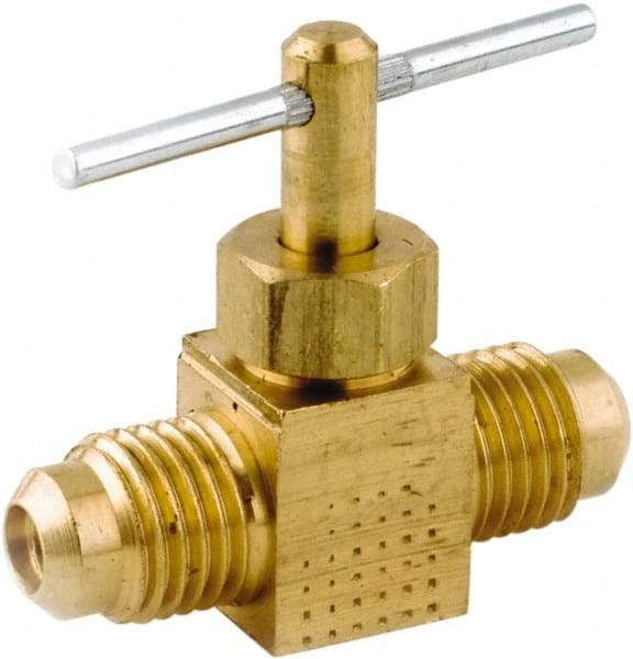 ANDERSON METALS - 1/4 x 1/4" Pipe, Inline Metal Seat Needle Valve - Brass Seal, FL x FL Ends, Lead Free Brass Valve, 150 Max psi - Top Tool & Supply