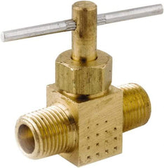 ANDERSON METALS - 1/4" Pipe, Inline Metal Seat Needle Valve - Brass Seal, MPT Ends, Lead Free Brass Valve, 150 Max psi - Top Tool & Supply