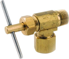 ANDERSON METALS - 3/8 x 1/4" Pipe, Angled Metal Seat Needle Valve - Brass Seal, Compression x MIP Ends, Lead Free Brass Valve, 150 Max psi - Top Tool & Supply