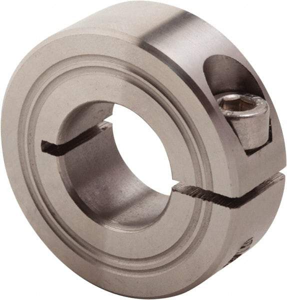 Climax Metal Products - 18mm Bore, Stainless Steel, One Piece Clamp Collar - 1-1/2" Outside Diam - Top Tool & Supply