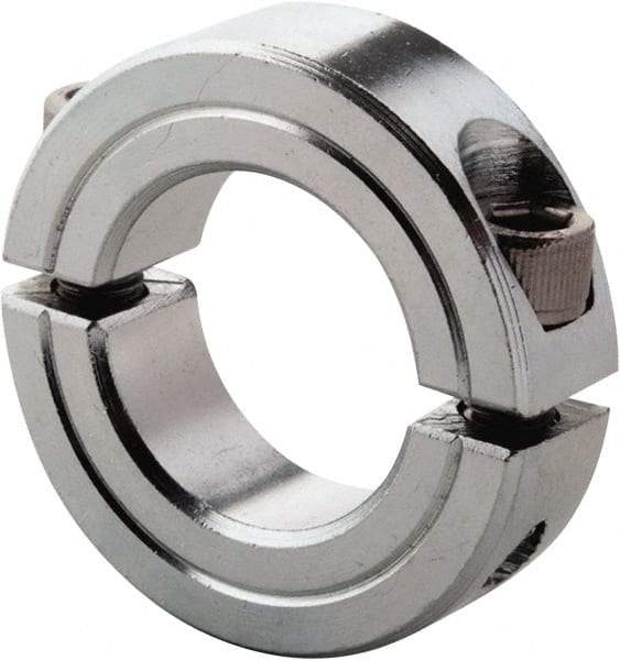 Climax Metal Products - 1-1/8" Bore, Steel, Two Piece Clamp Collar - 1-7/8" Outside Diam, 1/2" Wide - Top Tool & Supply