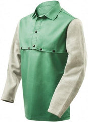 Steiner - Size 4XL, 19" Long, Flame Resistant, Cape Sleeves & Bib - Cotton & Leather, 9 oz, Green & Gray - Top Tool & Supply