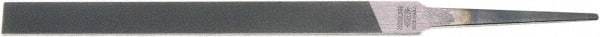 Nicholson - 4" Standard Precision Swiss Pattern Narrow Pillar File - Double Cut, 3/8" Width Diam x 7/64" Thick, With Tang - Top Tool & Supply