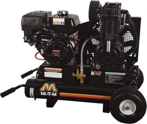 MI-T-M - 9.0 hp, 17.2 CFM, 175 Max psi, Two Stage Portable Fuel Air Compressor - Honda GX270 OHV Engine - Top Tool & Supply