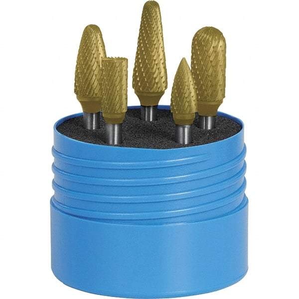 SGS Pro - 5 Piece, 1/4" Shank Burr Set - Tungsten Carbide, Multiple Head Shape - Top Tool & Supply