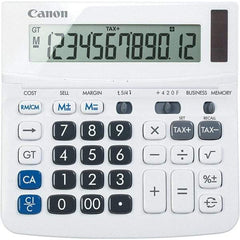 Canon - 12-Digit LCD 12 Function Portable Calculator - 6-1/2 x 6 x 1-1/4 Display Size, White, Solar & Battery Powered - Top Tool & Supply