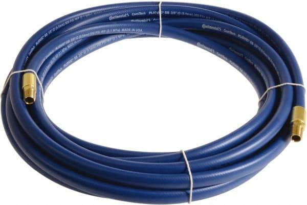 Continental ContiTech - 3/8" ID x 0.6" OD 75' Long Multipurpose Air Hose - MNPT x MNPT Ends, 300 Working psi, -10 to 158°F, 1/4" Fitting, Blue - Top Tool & Supply