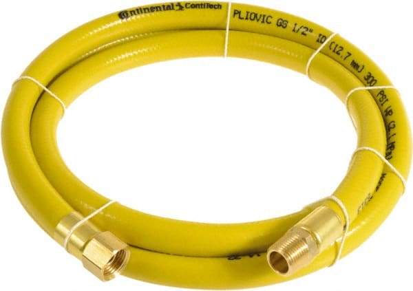 Continental ContiTech - 1/2" ID x 0.78" OD 75' Long Multipurpose Air Hose - MNPT x FNPT Ends, 300 Working psi, -10 to 158°F, 1/2" Fitting, Yellow - Top Tool & Supply