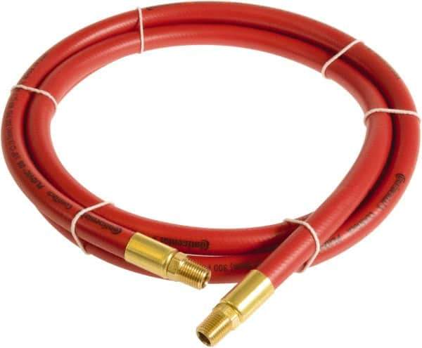 Continental ContiTech - 3/8" ID x 0.6" OD 3' Long Multipurpose Air Hose - MNPT x MNPT Ends, 300 Working psi, -10 to 158°F, 1/4" Fitting, Red - Top Tool & Supply