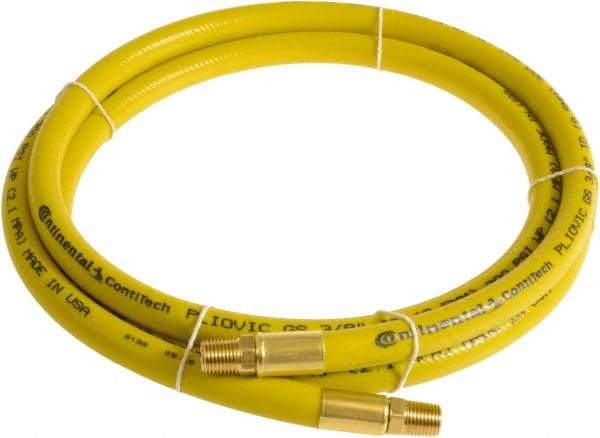 Continental ContiTech - 3/8" ID x 0.6" OD 5' Long Multipurpose Air Hose - MNPT x MNPT Ends, 300 Working psi, -10 to 158°F, 1/4" Fitting, Yellow - Top Tool & Supply