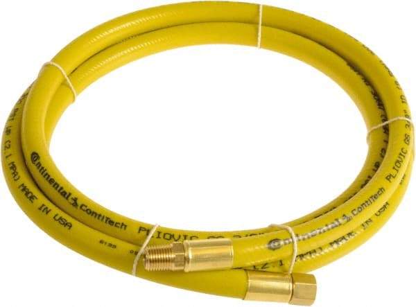 Continental ContiTech - 3/8" ID x 0.6" OD 15' Long Multipurpose Air Hose - MNPT x FNPT Ends, 300 Working psi, -10 to 158°F, 1/4" Fitting, Yellow - Top Tool & Supply