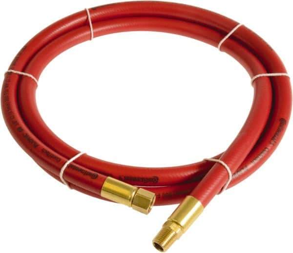 Continental ContiTech - 3/8" ID x 0.6" OD 3' Long Multipurpose Air Hose - MNPT x FNPT Ends, 300 Working psi, -10 to 158°F, 1/4" Fitting, Red - Top Tool & Supply