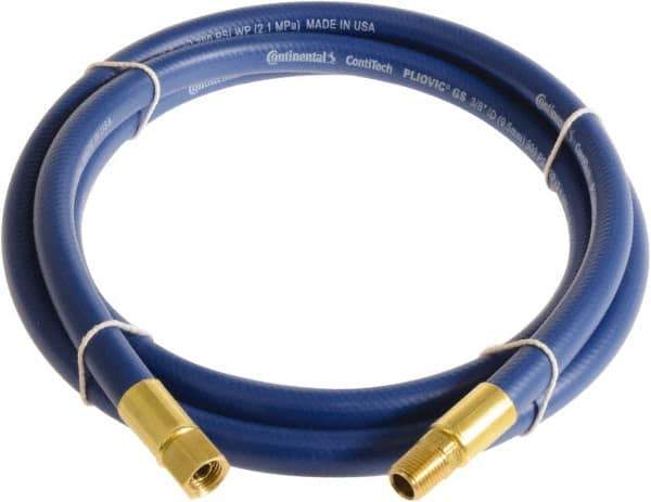 Continental ContiTech - 3/8" ID x 0.6" OD 5' Long Multipurpose Air Hose - MNPT x FNPT Ends, 300 Working psi, -10 to 158°F, 1/4" Fitting, Blue - Top Tool & Supply