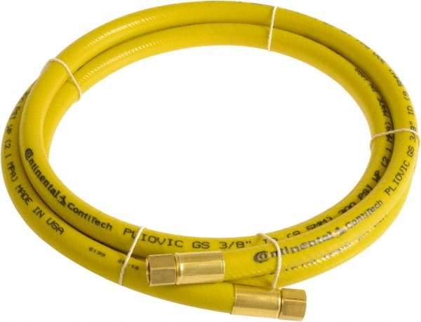 Continental ContiTech - 3/8" ID x 0.6" OD 50' Long Multipurpose Air Hose - FNPT x FNPT Ends, 300 Working psi, -10 to 158°F, 1/4" Fitting, Yellow - Top Tool & Supply