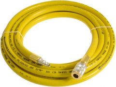 Continental ContiTech - 1/4" ID x 0.45" OD 20' Long Multipurpose Air Hose - Industrial Interchange Safety Coupler x Male Plug Ends, 300 Working psi, -10 to 158°F, 1/4" Fitting, Yellow - Top Tool & Supply