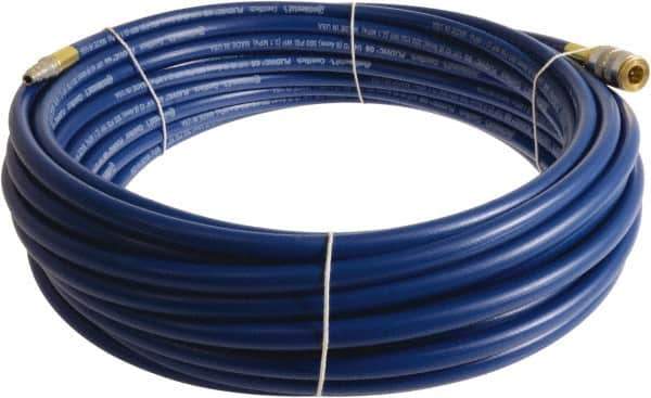 Continental ContiTech - 3/8" ID x 0.6" OD 15' Long Multipurpose Air Hose - Industrial Interchange Safety Coupler x Male Plug Ends, 300 Working psi, -10 to 158°F, 1/4" Fitting, Blue - Top Tool & Supply