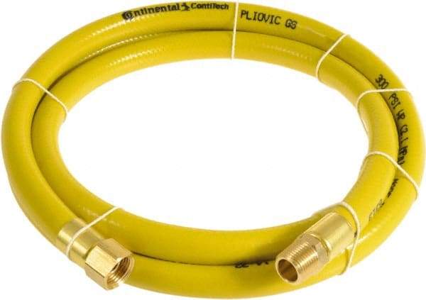 Continental ContiTech - 1/4" ID x 0.45" OD 100' Long Multipurpose Air Hose - MNPT x FNPT Ends, 300 Working psi, -10 to 158°F, 1/4" Fitting, Yellow - Top Tool & Supply