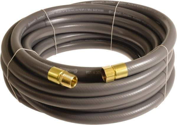 Continental ContiTech - 3/4" ID x 1.11" OD 15' Long Multipurpose Air Hose - MNPT x FNPT Ends, 250 Working psi, -10 to 158°F, 3/4" Fitting, Gray - Top Tool & Supply