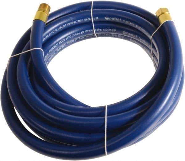 Continental ContiTech - 3/4" ID x 1.11" OD 20' Long Multipurpose Air Hose - MNPT x FNPT Ends, 250 Working psi, -10 to 158°F, 3/4" Fitting, Blue - Top Tool & Supply