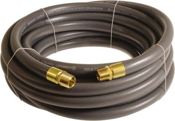 Continental ContiTech - 1" ID x 1.38" OD 100' Long Multipurpose Air Hose - MNPT x MNPT Ends, 250 Working psi, -10 to 158°F, 1" Fitting, Gray - Top Tool & Supply