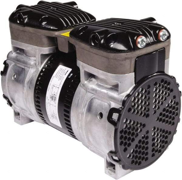 Gast - 1/2 hp, 4.8 CFM, 125 Max psi Piston Vacuum & Compressor Pump - 29.5 Hg/In, 115 to 240/60 & 110 to 240/50 Volt, 9.53" Long x 5" Wide x 7.08" High - Top Tool & Supply