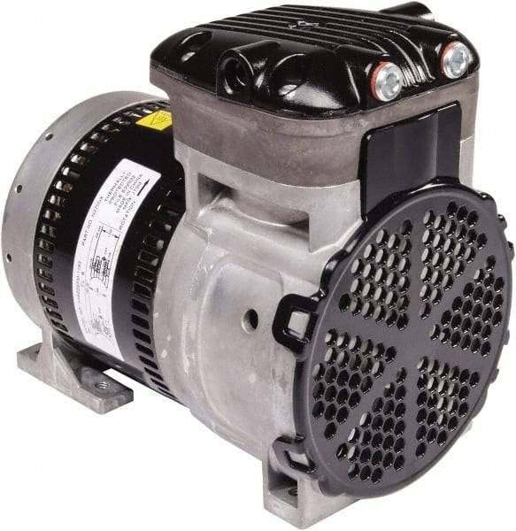 Gast - 1/4 hp, 4.8 CFM, 125 Max psi Piston Vacuum & Compressor Pump - 29.5 Hg/In, 100 to 240/50 to 60 Volt, 7.71" Long x 5" Wide x 7.08" High - Top Tool & Supply