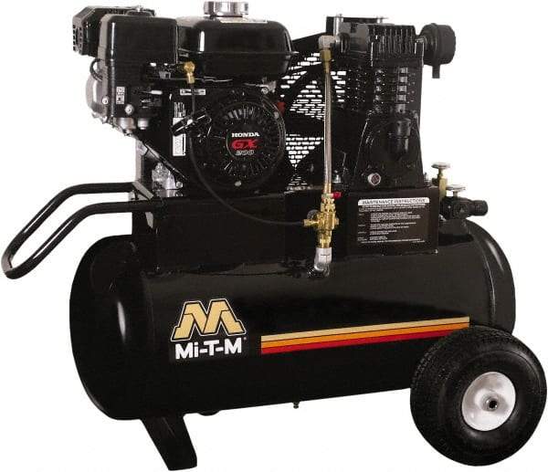 MI-T-M - 6.5 hp, 13.9 CFM, 90 Max psi, Single Stage Portable Fuel Air Compressor - Honda GX200 OHV Engine - Top Tool & Supply