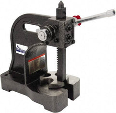 Gibraltar - 3/4" Ram, 3-1/4" Throat Depth, 1/2 Ton Manual Arbor Press - 4-1/2" Max Work Height x 6-1/2" Max Work Width, Single Leverage, 20:1 Leverage Ratio, 4" Base Width x 4" Base Depth - Top Tool & Supply