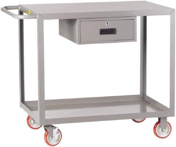 Little Giant - 1,200 Lb Capacity, 24" Wide x 54" Long x 35" High Shelf Cart - 2 Shelf, Steel, 2 Rigid/2 Swivel Casters - Top Tool & Supply