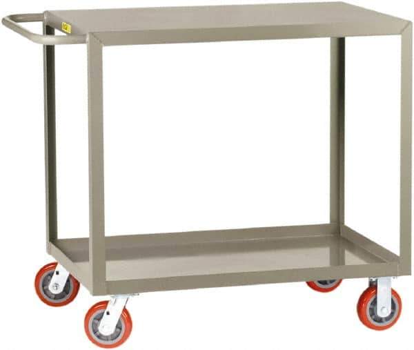 Little Giant - 2,000 Lb Capacity, 30" Wide x 66" Long x 36" High Shelf Cart - 2 Shelf, Steel, 2 Rigid/2 Swivel Casters - Top Tool & Supply