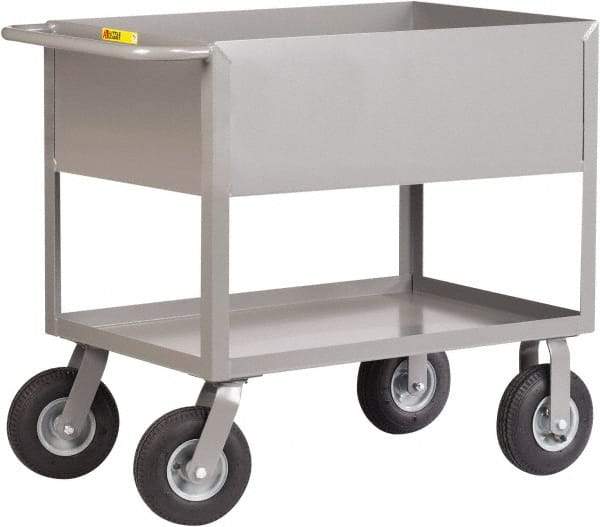 Little Giant - 1,200 Lb Capacity, 24" Wide x 54" Long x 36-1/2" High Deep Shelf Cart - 2 Shelf, Steel, 2 Rigid/2 Swivel Casters - Top Tool & Supply