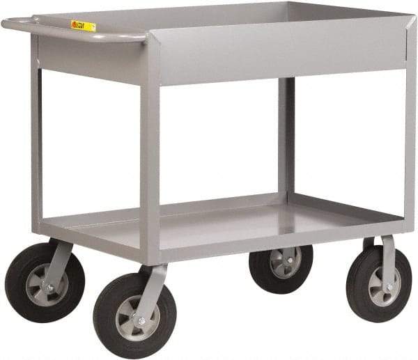 Little Giant - 1,200 Lb Capacity, 24" Wide x 42" Long x 36-1/2" High Deep Shelf Cart - 2 Shelf, Steel, 2 Rigid/2 Swivel Casters - Top Tool & Supply