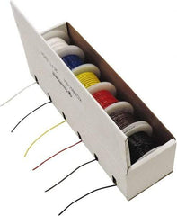 Made in USA - 26 AWG, 1 Strand, 25' OAL, Tinned Copper Hook Up Wire - Black, White, Red, Green, Blue & Yellow PVC Jacket - Top Tool & Supply