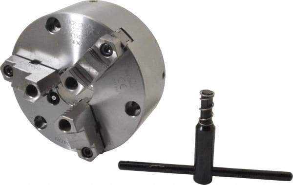 Buck Chuck Company - 3 Jaws, 6" Diam, Self Centering Manual Lathe Chuck - Front Mount, Adjustable, Reversible, 4,600 Max RPM, 1.78" Through Hole Diam, Forged Steel - Top Tool & Supply