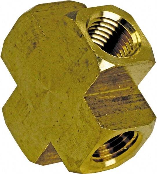 Cerro - 1/4 Female Thread, Brass Industrial Pipe Female Cross - FNPT, 1,200 psi - Top Tool & Supply