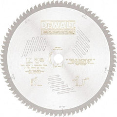 DeWALT - 12" Diam, 1" Arbor Hole Diam, 80 Tooth Wet & Dry Cut Saw Blade - High Speed Steel, Crosscut Action, Standard Round Arbor - Top Tool & Supply