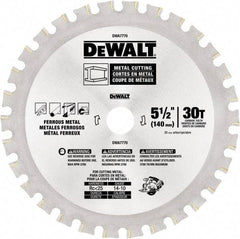 DeWALT - 5-1/2" Diam, 25/32" Arbor Hole Diam, 30 Tooth Wet & Dry Cut Saw Blade - High Speed Steel, Crosscut Action, Standard Round Arbor - Top Tool & Supply