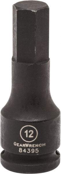 GearWrench - 3/8" Drive, 1/4" Hex Size Hex Bit Socket - 0.29" Bit Length, 1-31/32" OAL - Top Tool & Supply