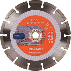 Husqvarna - 4" Diam, 5/8 & 7/8" Arbor Hole Diam, Continuous Edge Tooth Wet & Dry Cut Saw Blade - Diamond-Tipped, Fast Cutting Action, Standard Round Arbor - Top Tool & Supply