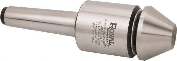 Royal Products - MT3 Morse Taper, 1.7" Head Diam Live Center - 6,000 Max RPM, 2.12" Head Length, 1-3/4" Point Diam, 1-1/4" Point Len, 750 Lb Max Workpc, Bull Nose Point - Top Tool & Supply