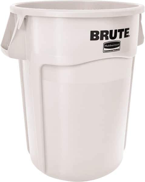 Rubbermaid - 10 Gal White Round Trash Can - Polyethylene, None Graphic, 17-1/8" High, Lid Not Included - Top Tool & Supply